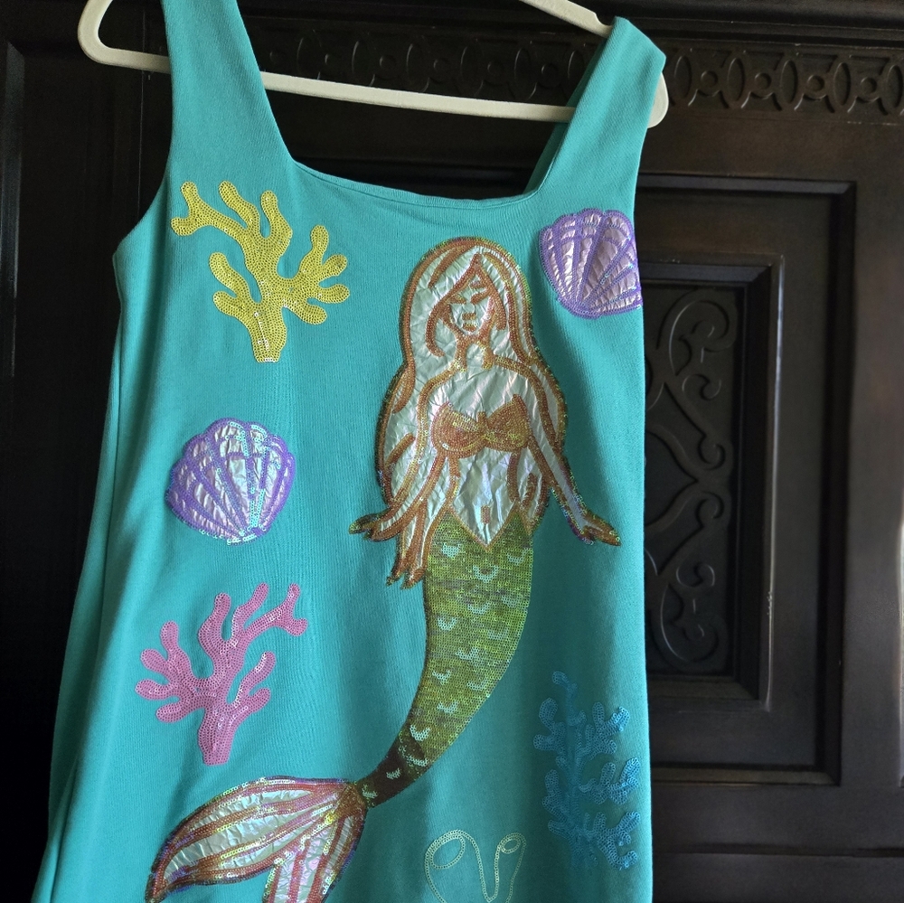 Mermaid Tank Top with Colorful Embroidery